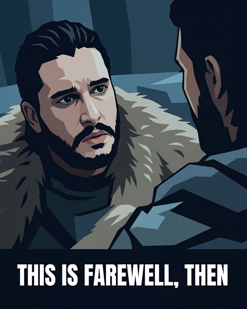 Card design "Jon Snow is sad - group leaving ecard"