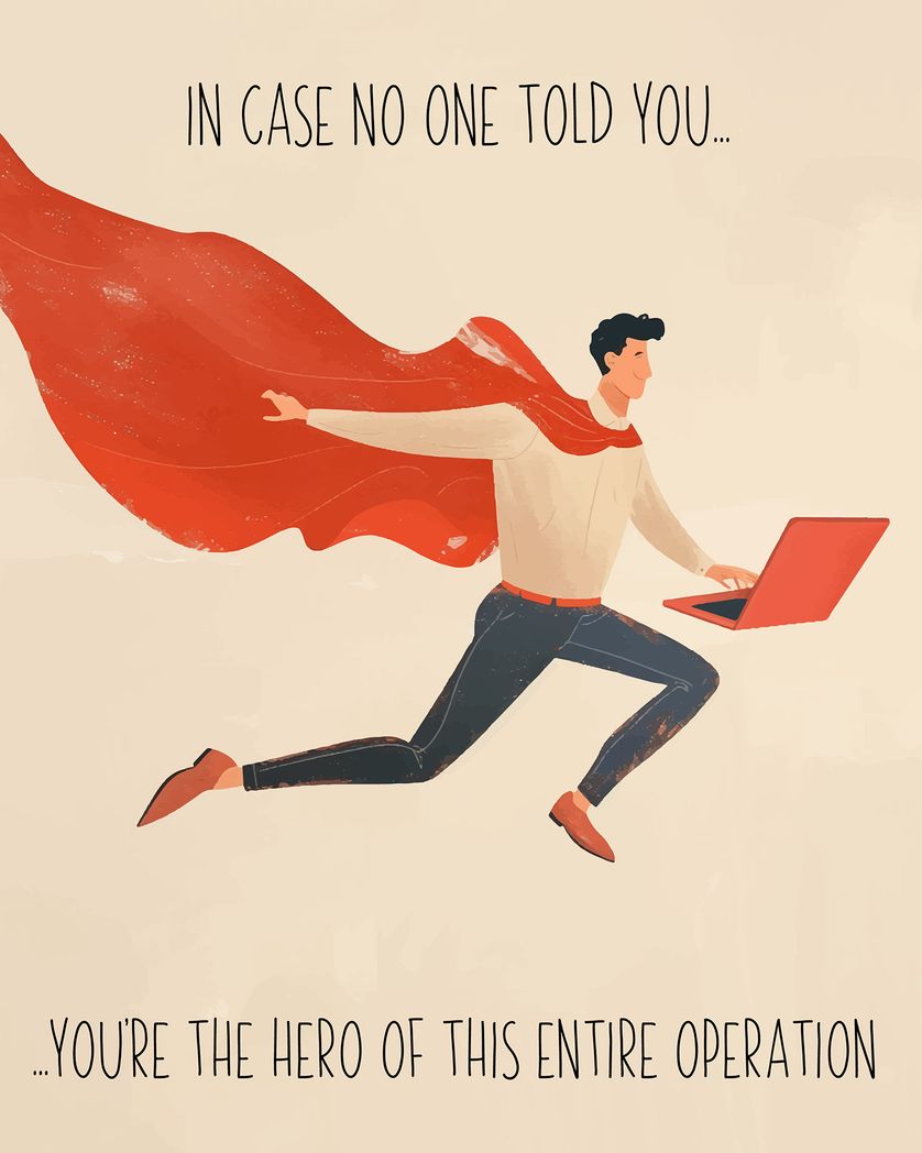 Card design "Office Hero - group admin day ecard"