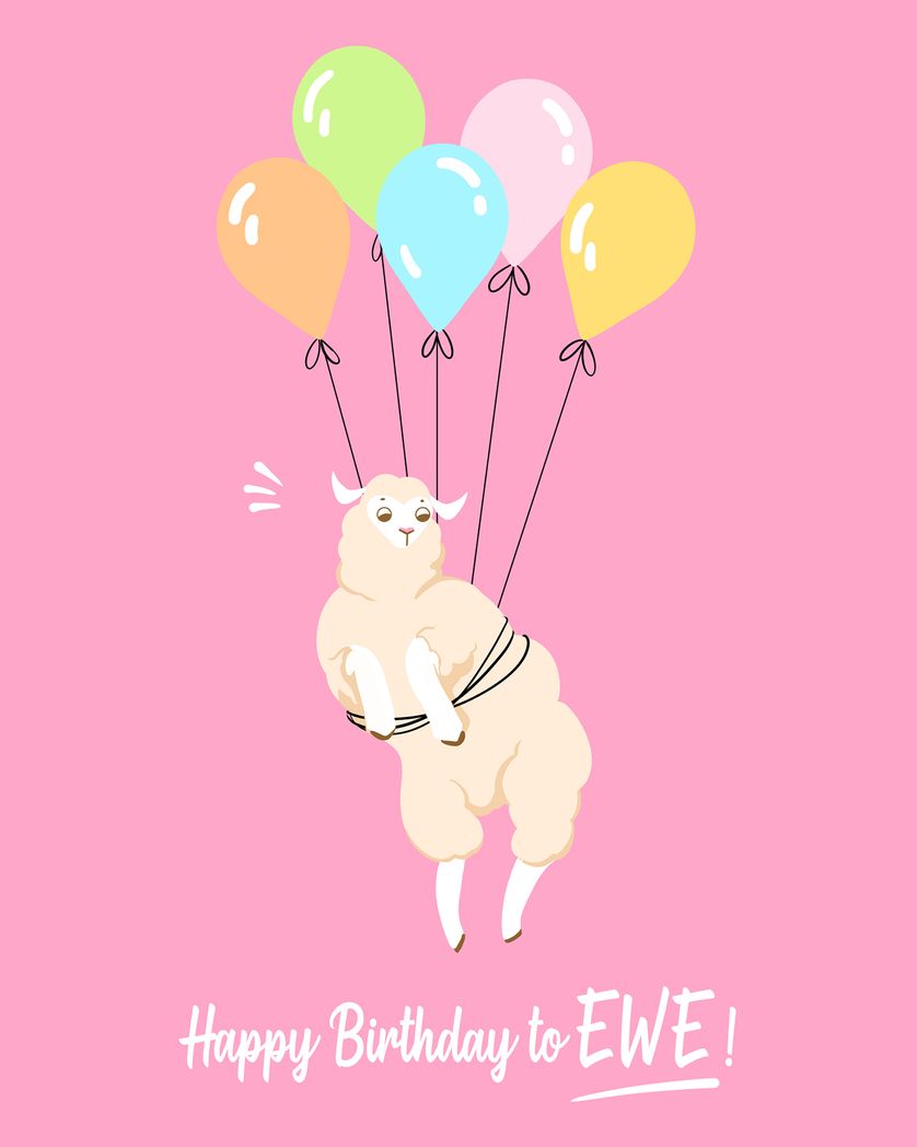 Card design "Flying Sheep - group birthday ecard"