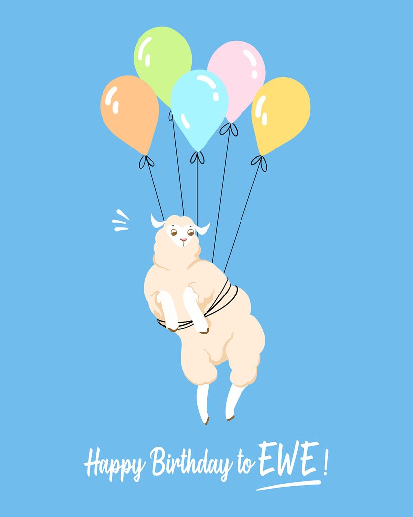 Card design "Flying Sheep - group birthday ecard"