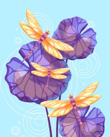 Use Lillies and dragonflies. - group sympathy ecard