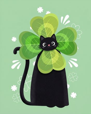 Use Lucky Black Cat - group good luck ecard