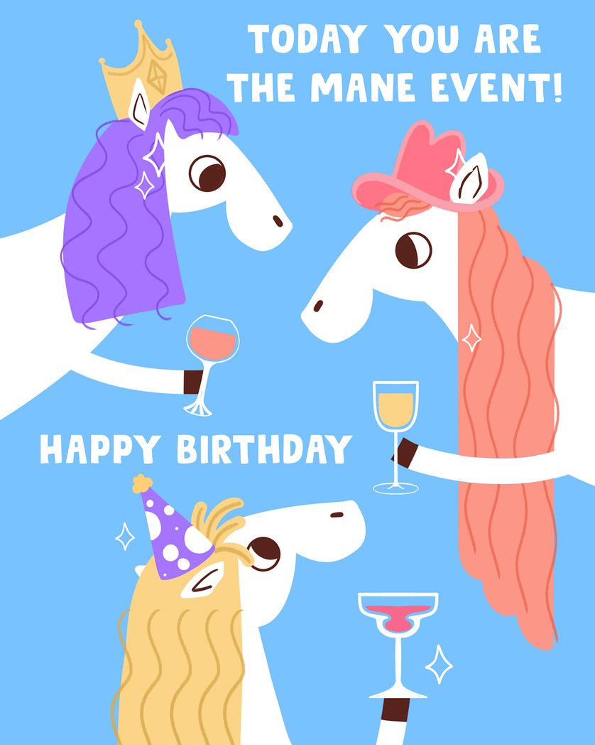 Card design "Happy Horses - group birthday ecard"