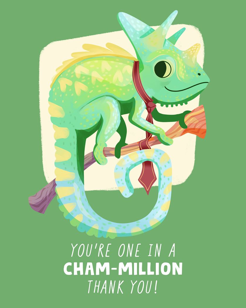 Card design "Good Karma Chameleon - group thank you"