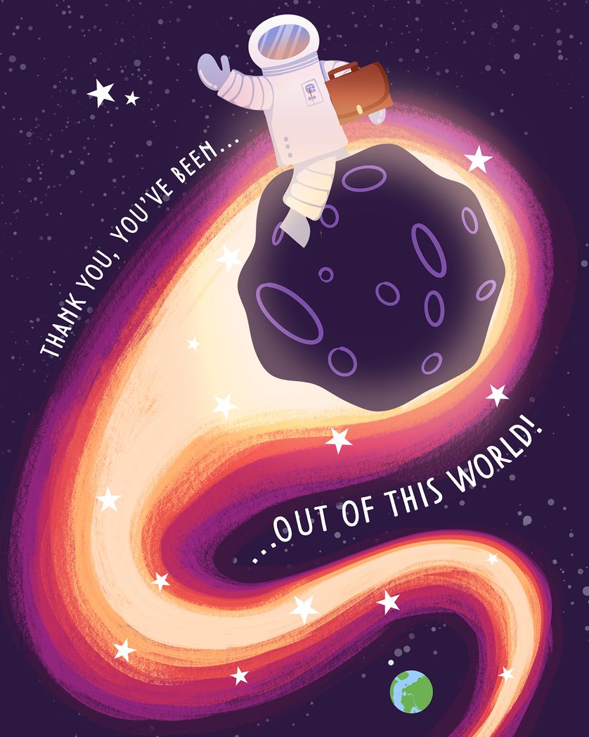 Card design "Outer space - group leaving ecard"