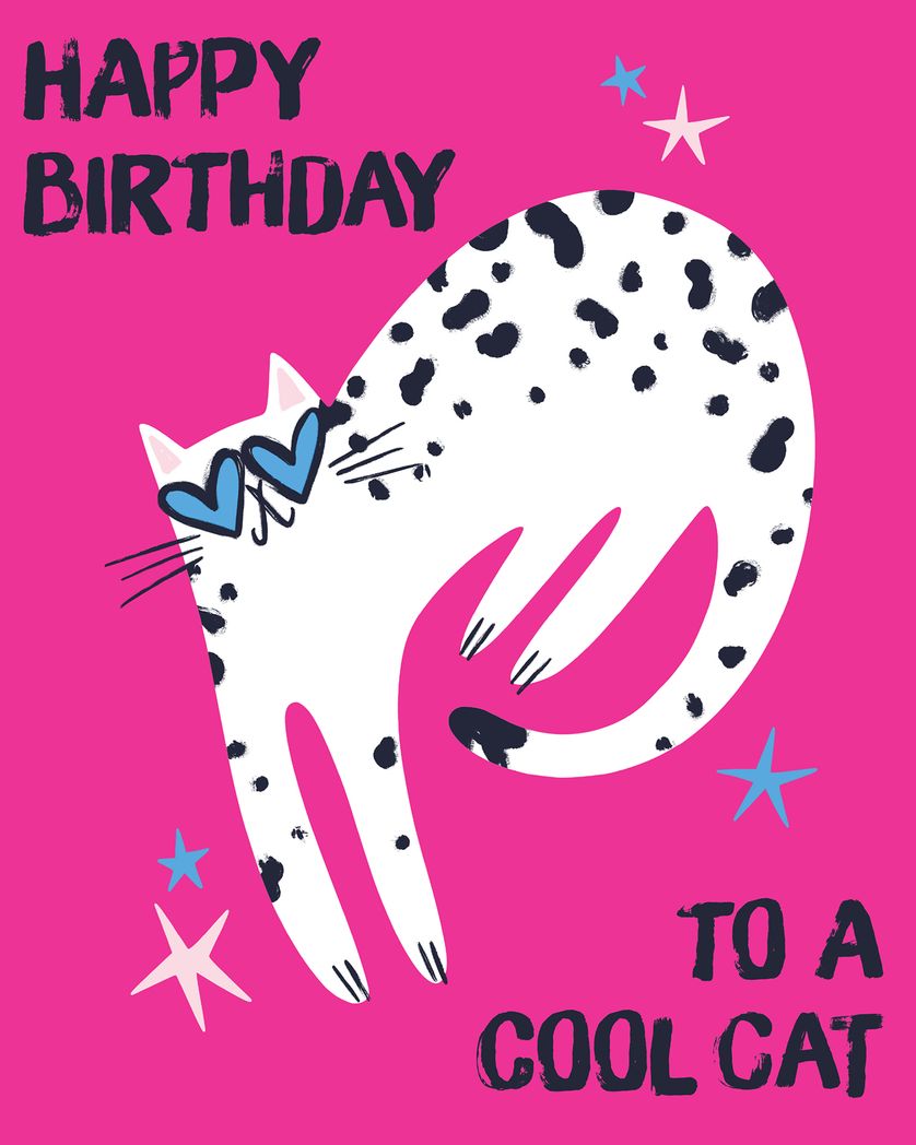 Card design "cool cat - group birthday ecard"
