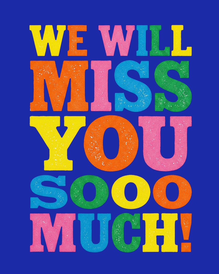 Card design "Letterpress - group leaving ecard"