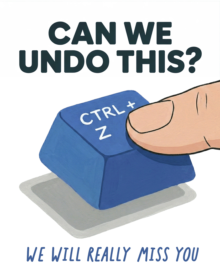 Card design "CTRL + Z - group leaving ecard"