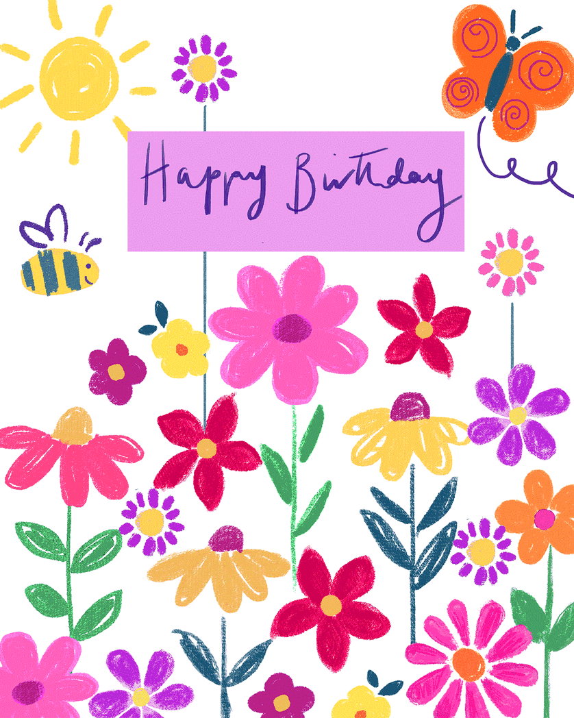 Card design "Bees and butterflies"