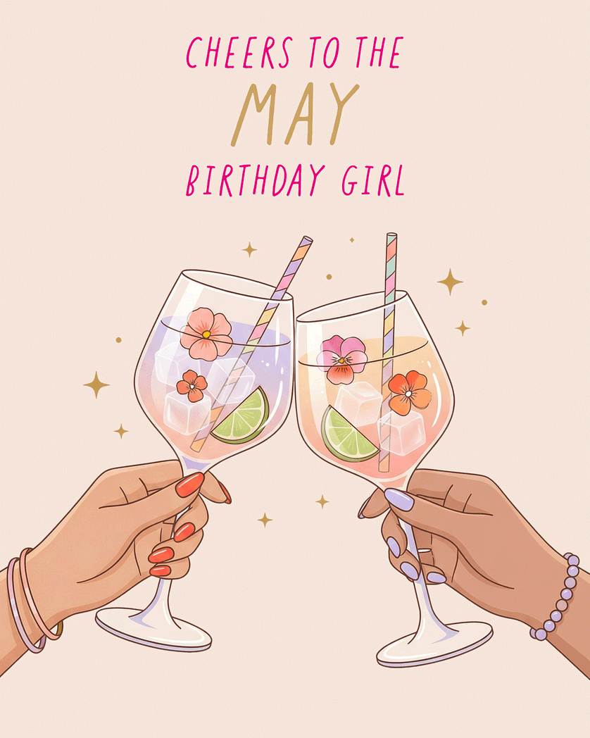 Card design "May cheers - group birthday ecard"