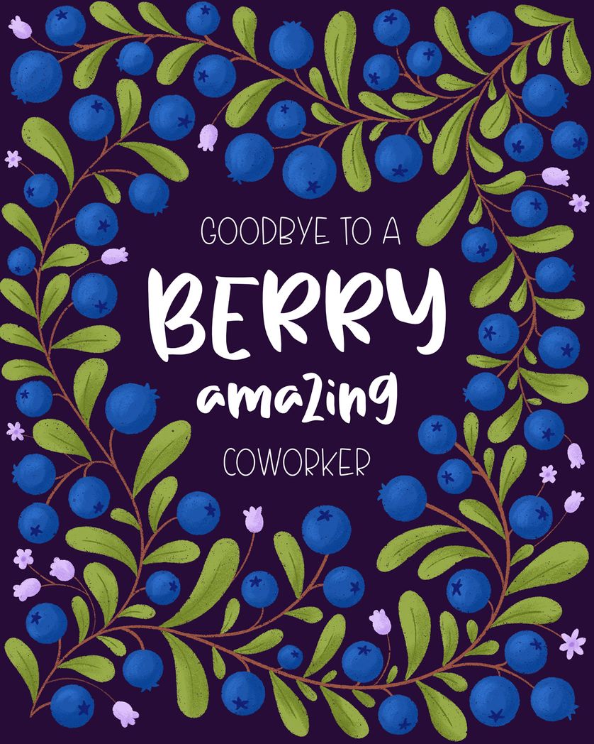 Card design "Berry sad goodbye - group leaving ecard"