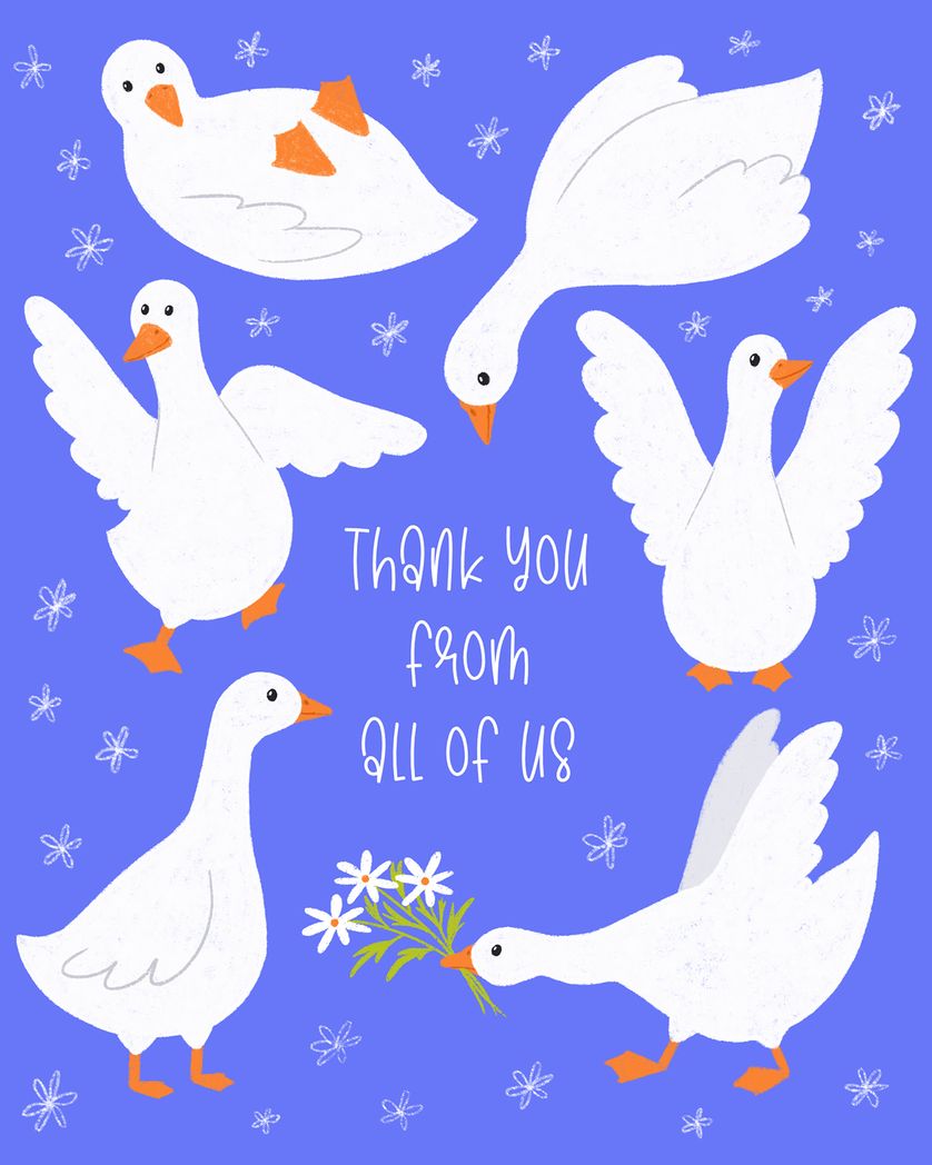 Card design "Giddy geese- group thank you ecard"