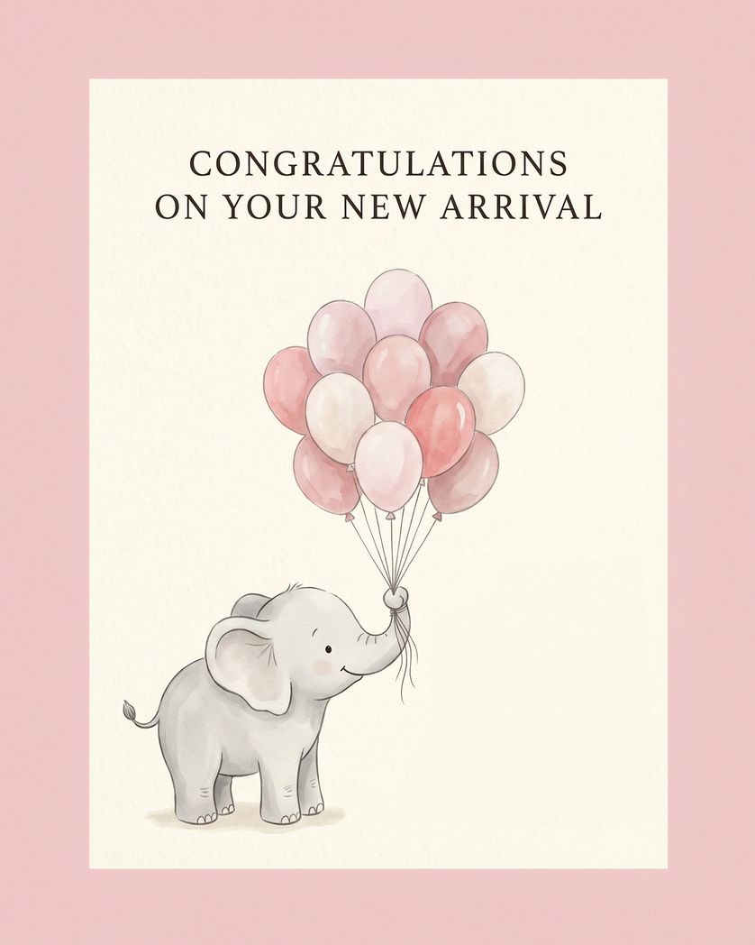 Card design "Blue Elephant - group baby ecard"