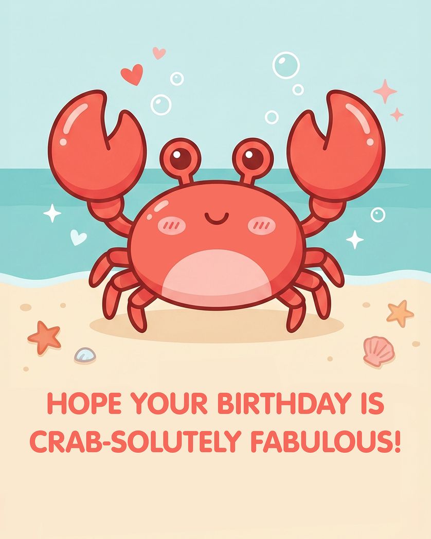 Card design "Crabby Birthday - group ecard"