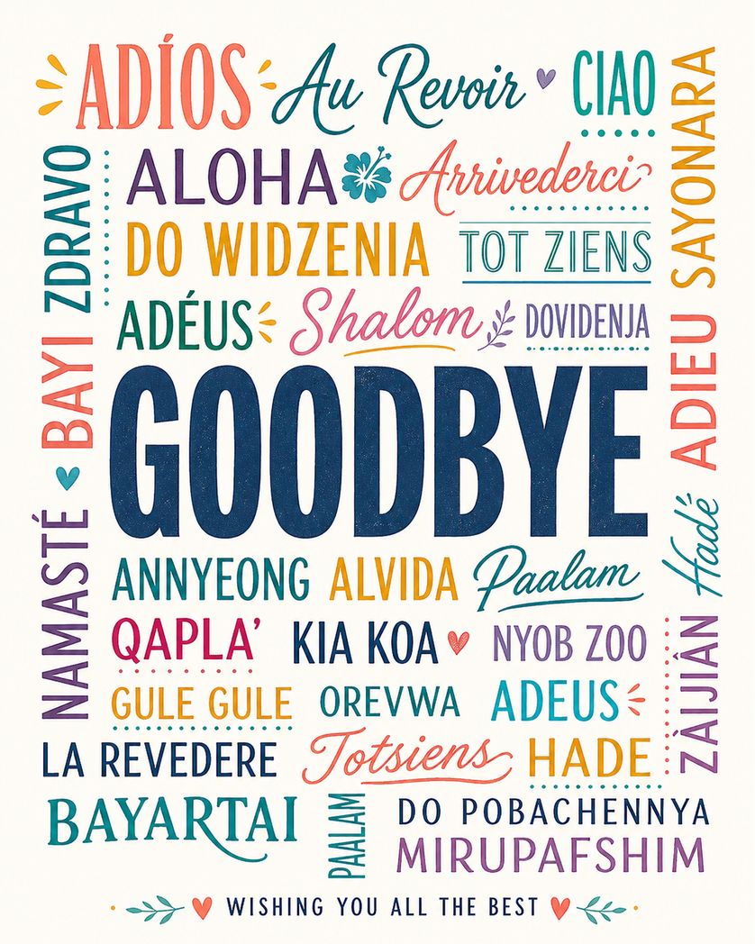 Card design "Word cloud - group farewell ecard"