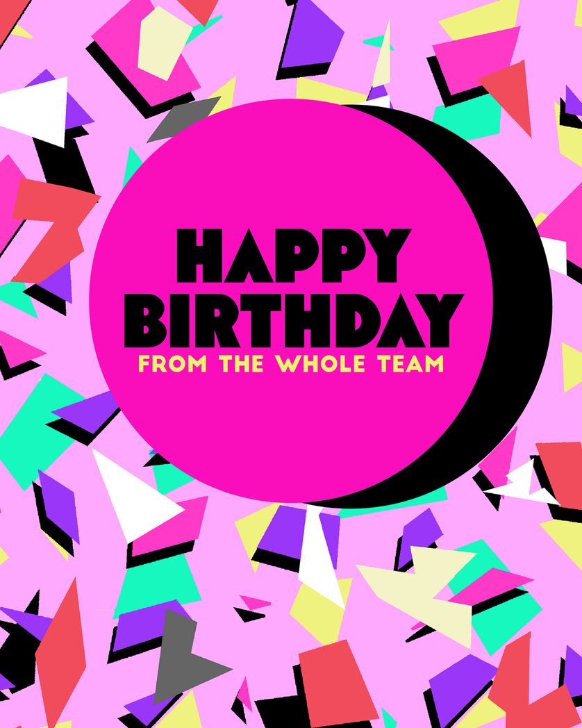 Card design "acceptable in the 80s- group birthday ecard"