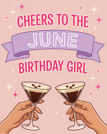 Use June drinks - group Birthday ecard