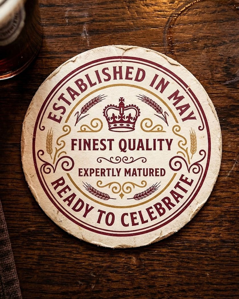 Card design "Real Ale May - group birthday ecard"