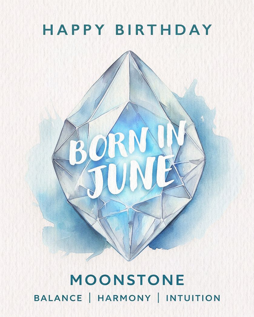 Card design "Birthstone Moonstone June - group birthday card"