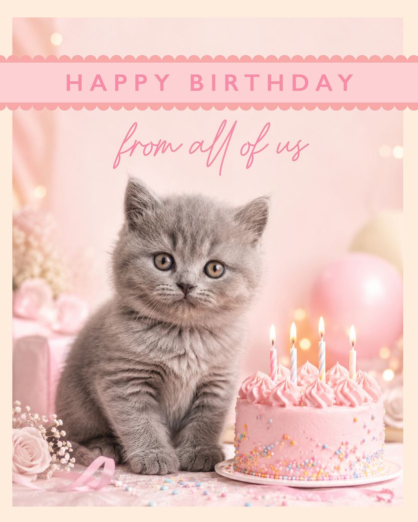 Card design "Cuteness overload - group birthday ecard"