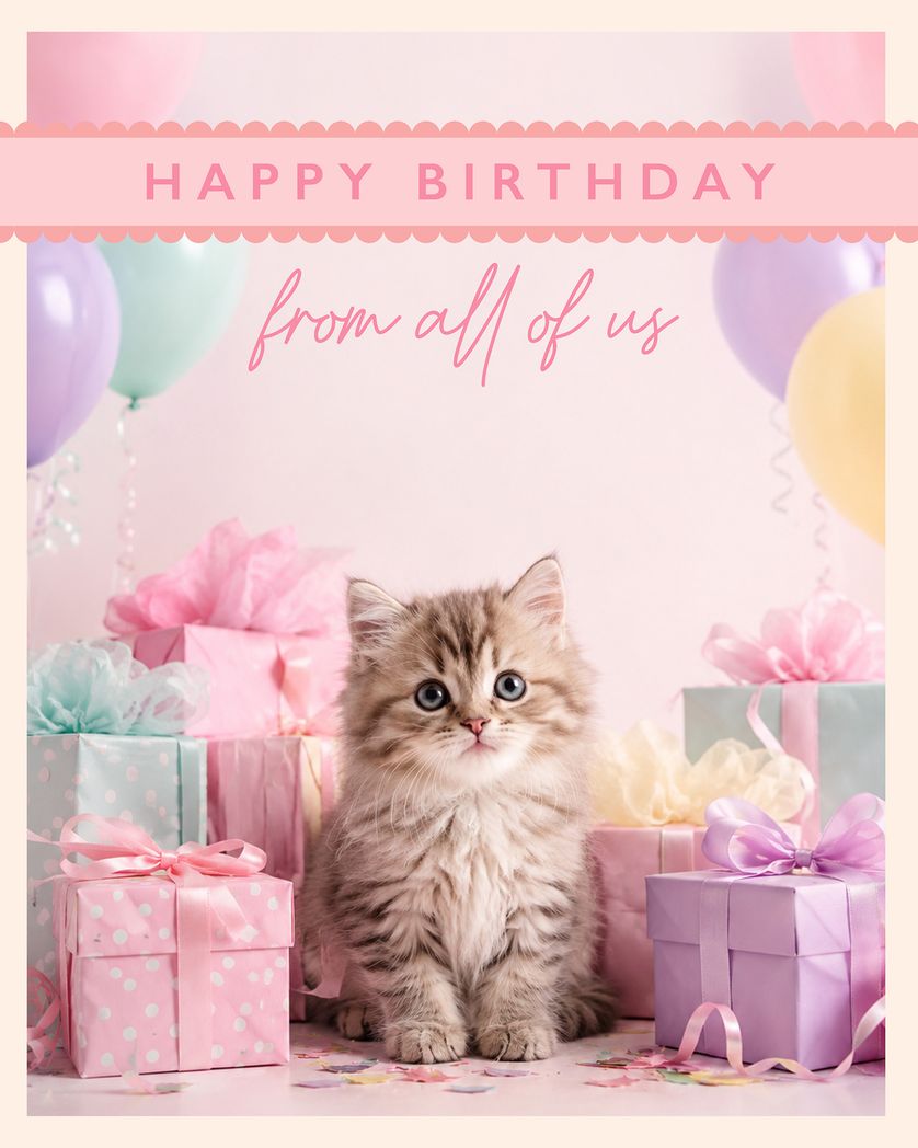 Card design "Cuteness overload - group birthday ecard"