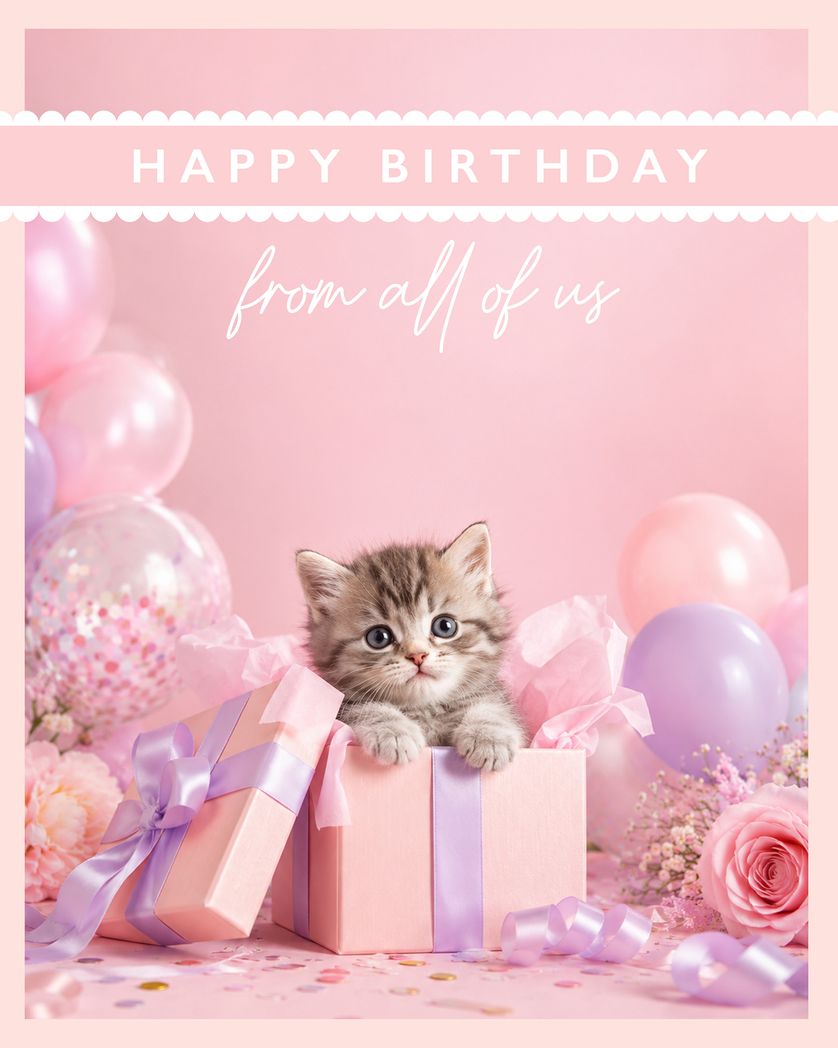 Card design "Cuteness overload - group birthday ecard"