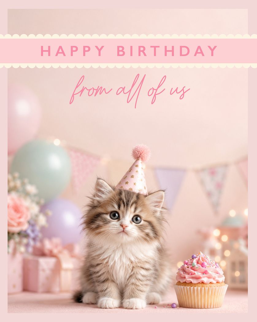 Card design "Cuteness overload - group birthday ecard"