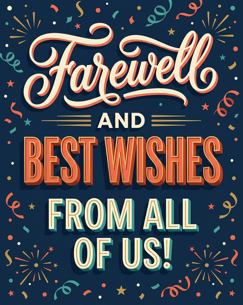 Card design "Waving with words - group leaving ecard"