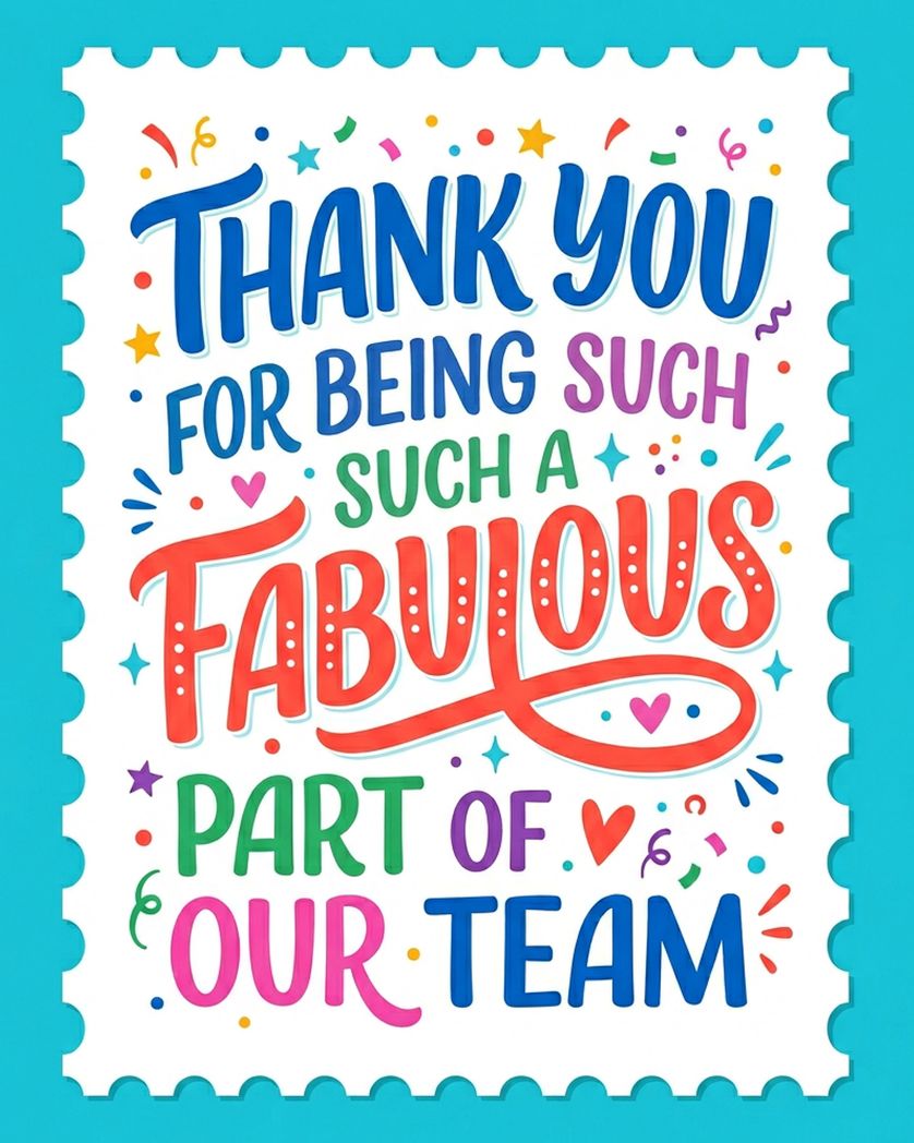 Card design "Blue stamp - group leaving ecard"