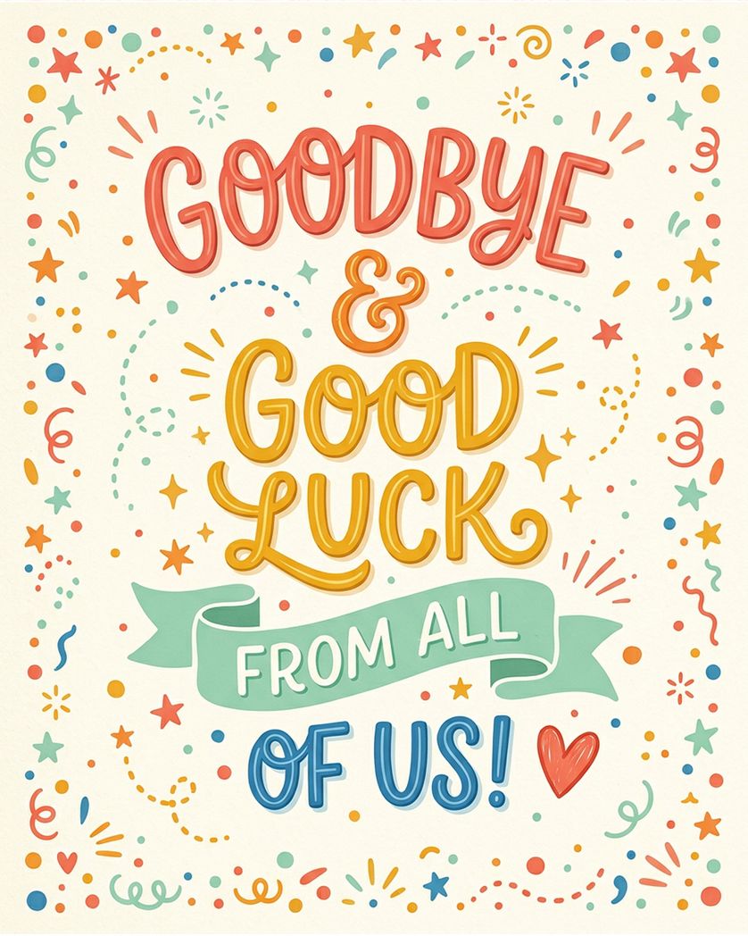 Card design "Goodbye dots and stars - group leaving ecard"