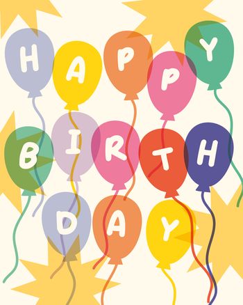Use Ballon party - group birthday ecard