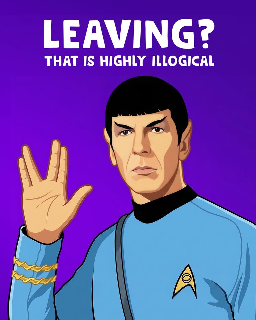 Card design "Spock - group leaving ecard"