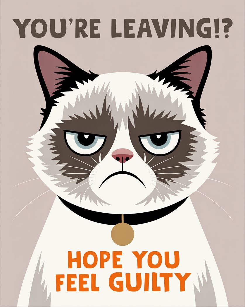 Card design "Grumpy Cat - group leaving ecard"