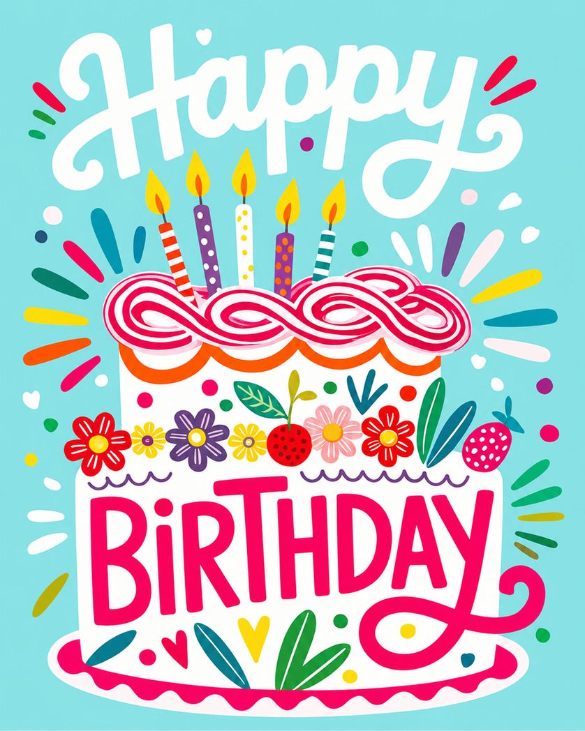 Card design "Bold cake - group birthday ecard"