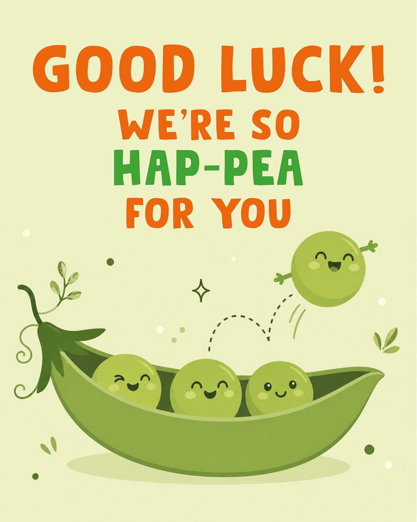 Card design "Peas out - group leaving ecard"