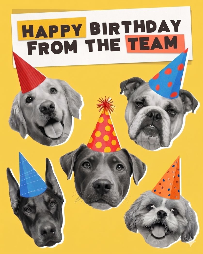 Card design "Pawty patrol - group birthday ecard"