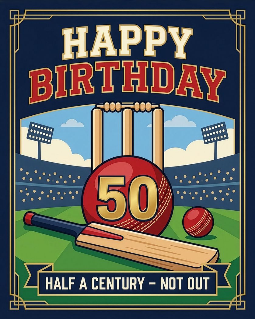 Card design "It's not Cricket - group birthday ecard"