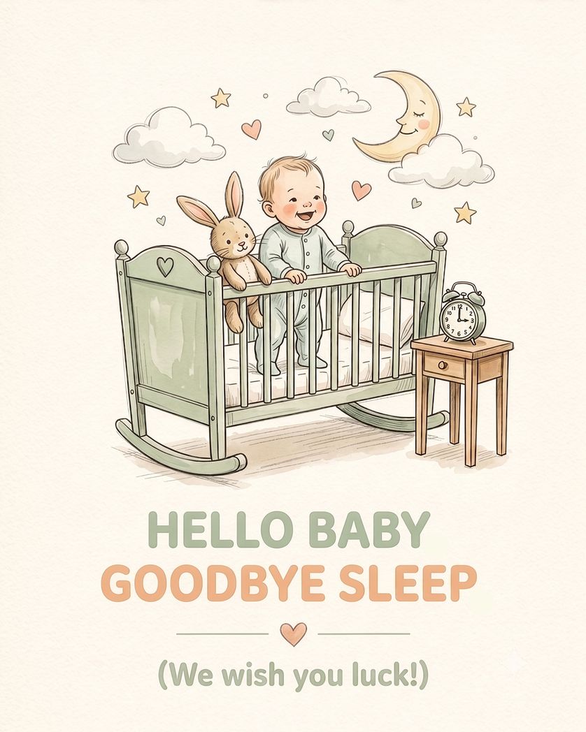 Card design "sleep thief - group baby ecard"