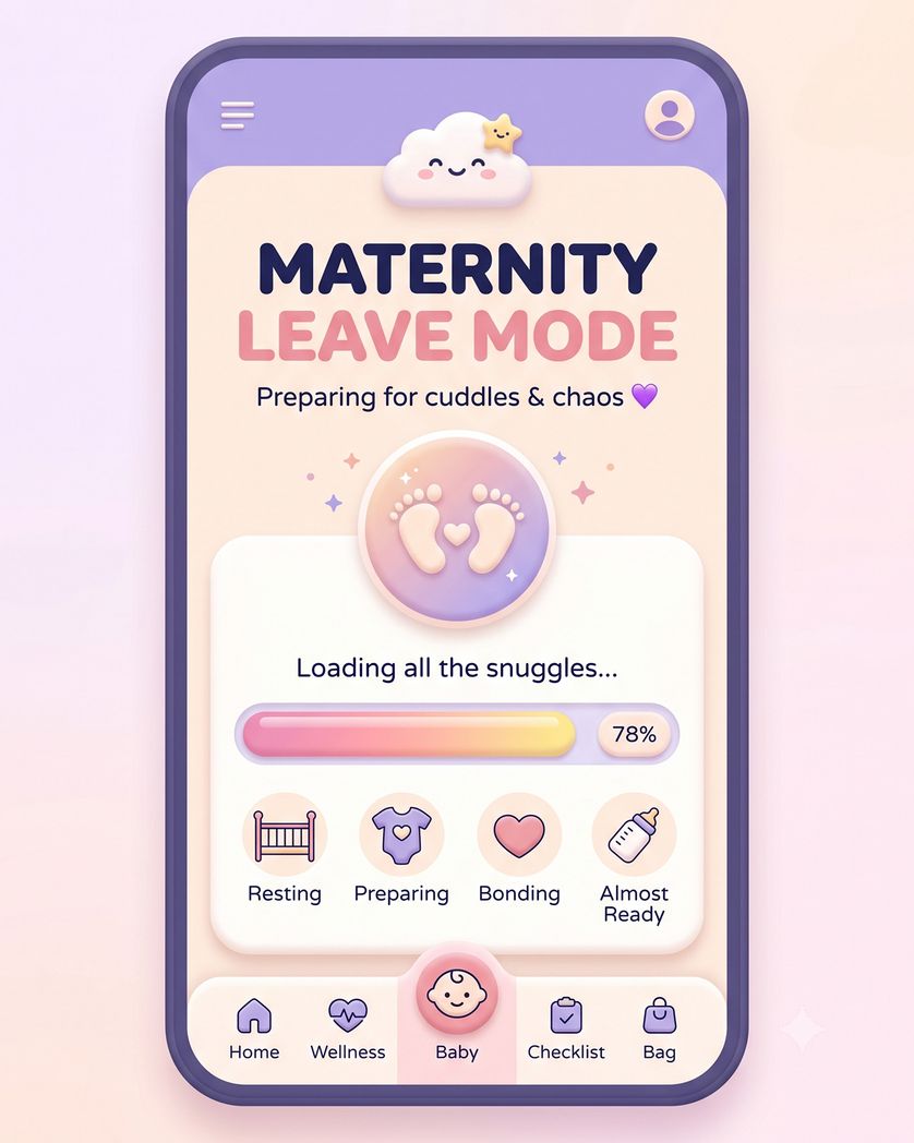 Card design "Mat leave app - group baby ecard"