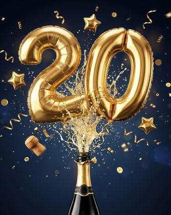 Use 20 pop - group anniversary and birthday ecard
