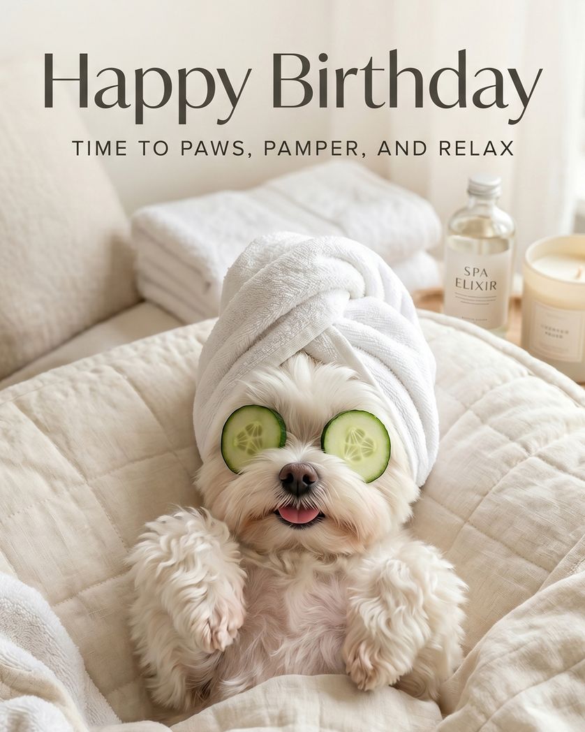 Card design "Doggy Spa - group birthday ecard"