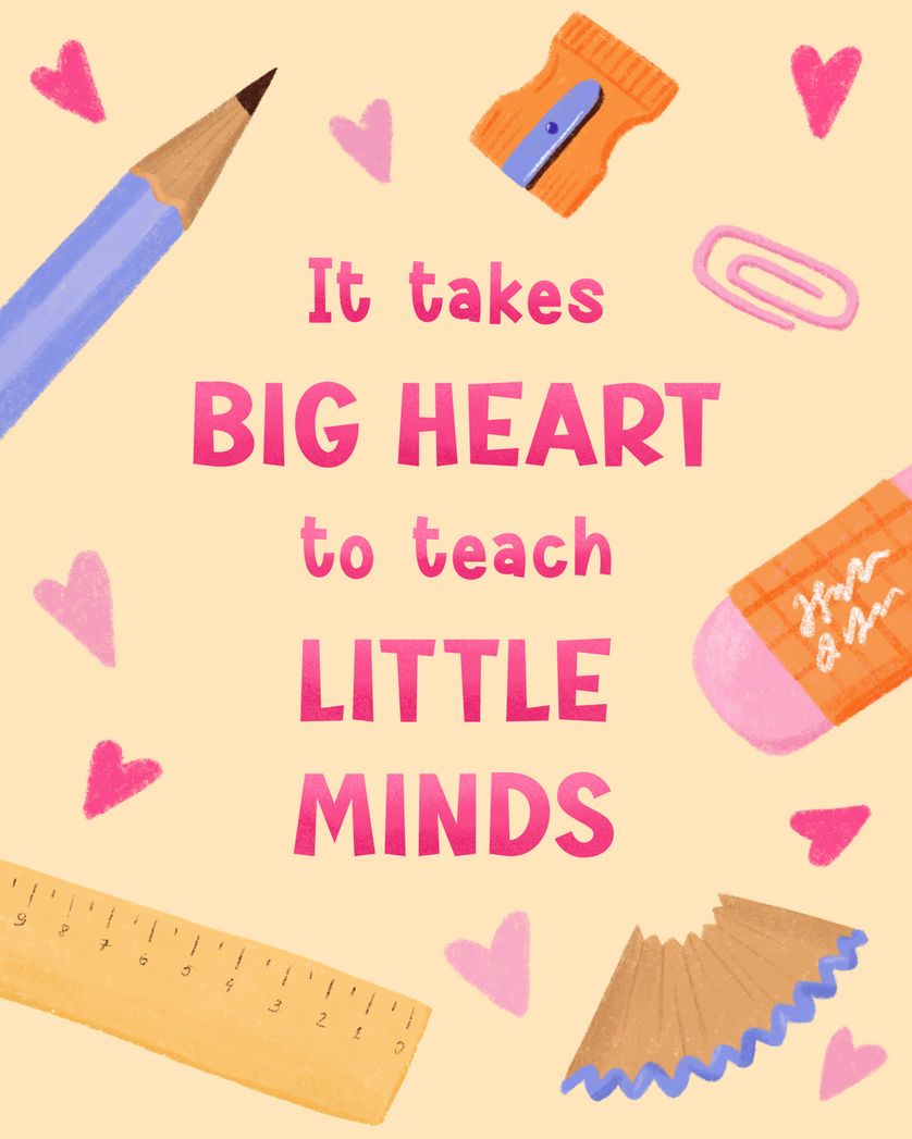 Card design "Big hearted - group teacher ecard"