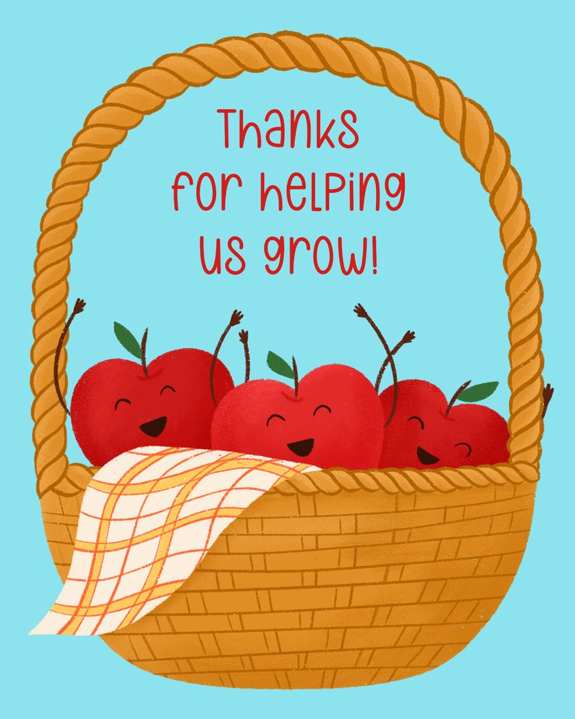 Card design "Apple Basket - group teacher ecard"