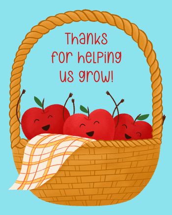 Use Apple Basket - group teacher ecard