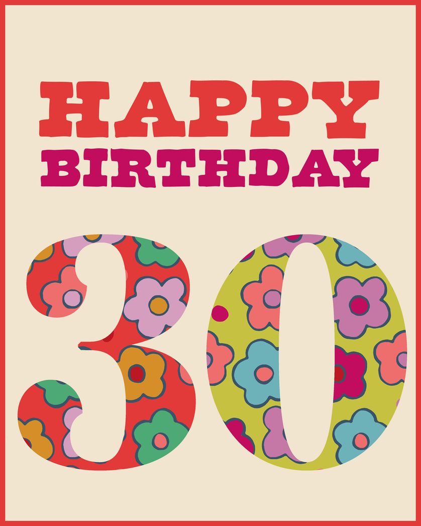 Card design "Floral 30 - group birthday ecard"