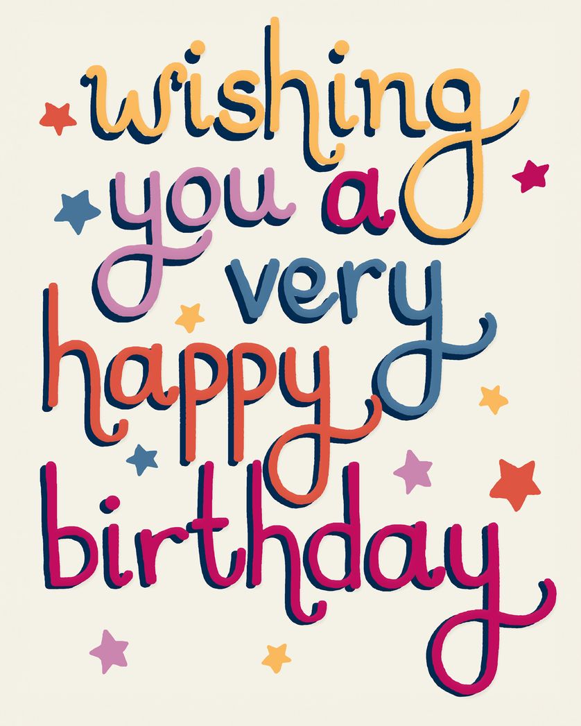 Card design "Birthday words - group ecard"