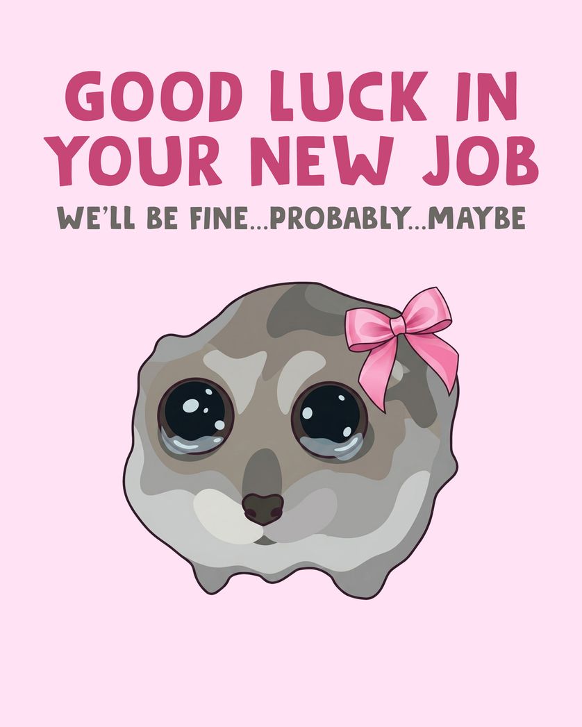Card design "Sad hamster meme - group leaving ecard"