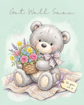 Use Grey bear basket - group get well ecard