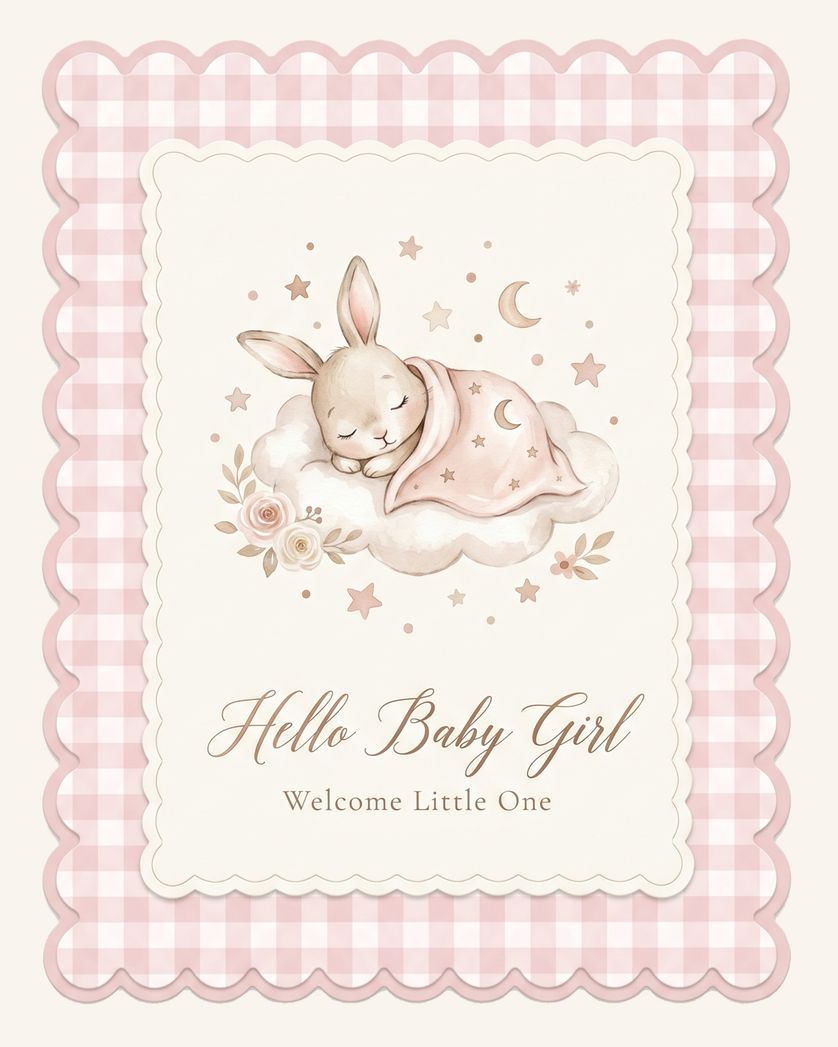 Card design "Sleepy bunny - group baby ecard"