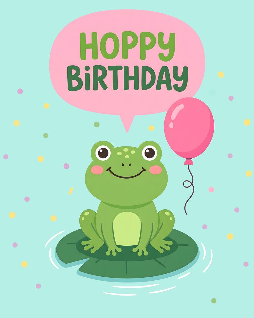 Card design "Happy Frog-day - group birthdya ecard"